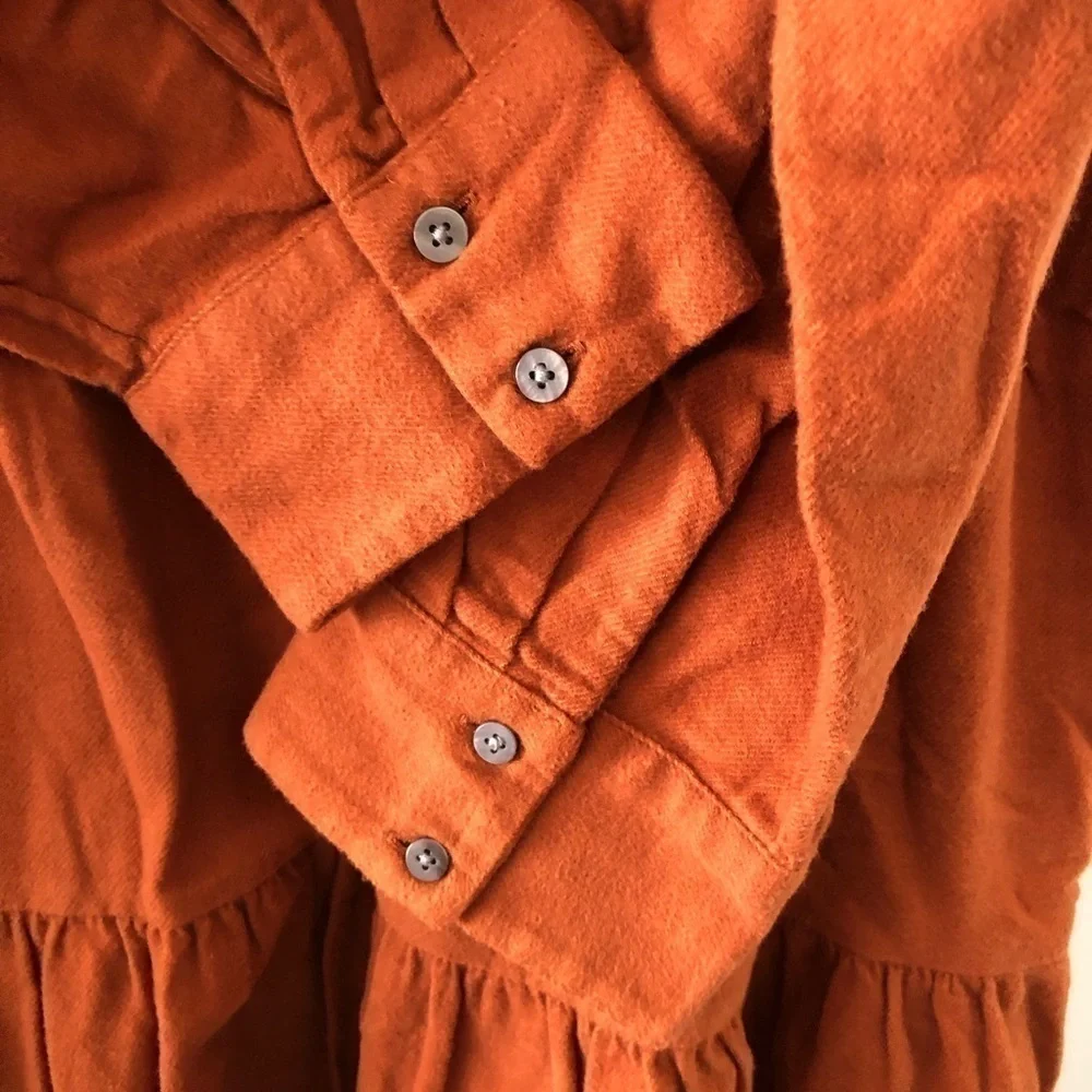 Madewell Flannel Fall Brown Nutmeg Rust Mini Dress M